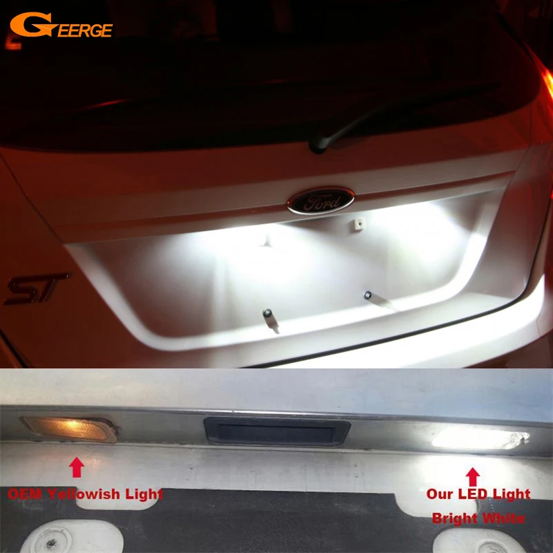 For Ford Fiesta Focus S-MAX C-MAX Mondeo Kuga Galaxy Ultra Bright Led License Plate Lamp Light No Error Car Accessories