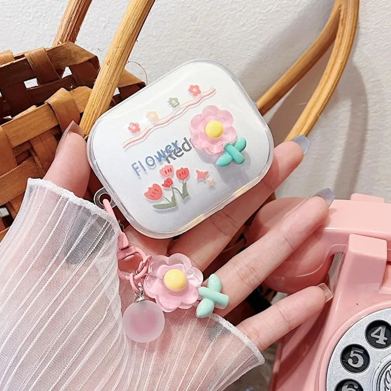 Xiaomi Redmi Buds 5用のキーリング付き保護ケース,漫画のデザイン,かわいい,女の子と女性用