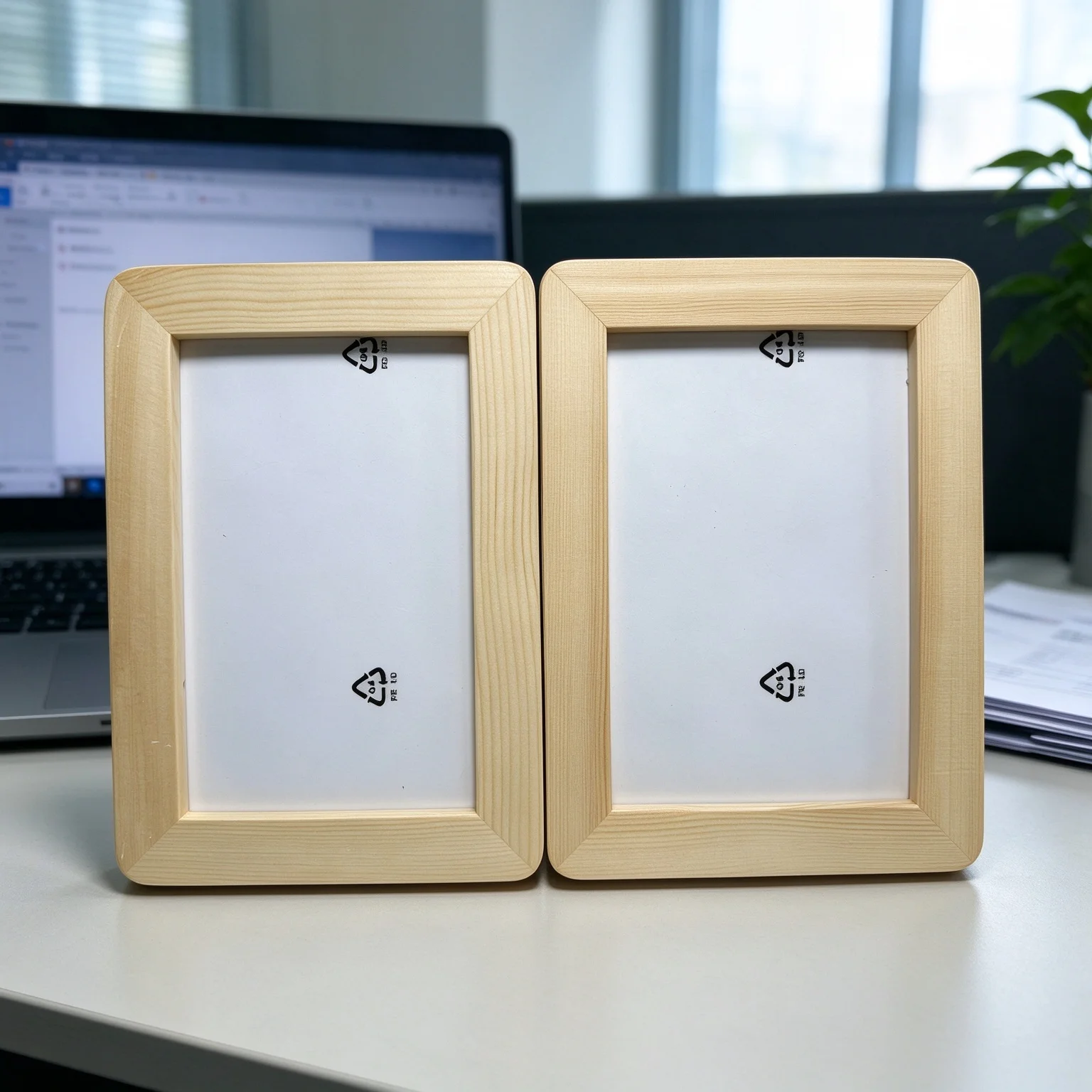Hinged Double Imitation Wooden Picture Frame 2 Openings Folding Tabletop Photo Frame Desktop Home Decoration for Living Room