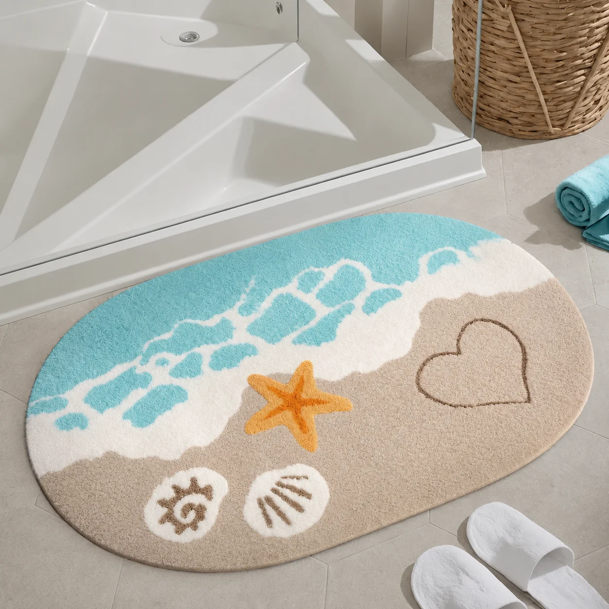 Summer coast floor mat comfortable imitation cashmere bathroom bathtub absorbent floor mat bedroom bedside