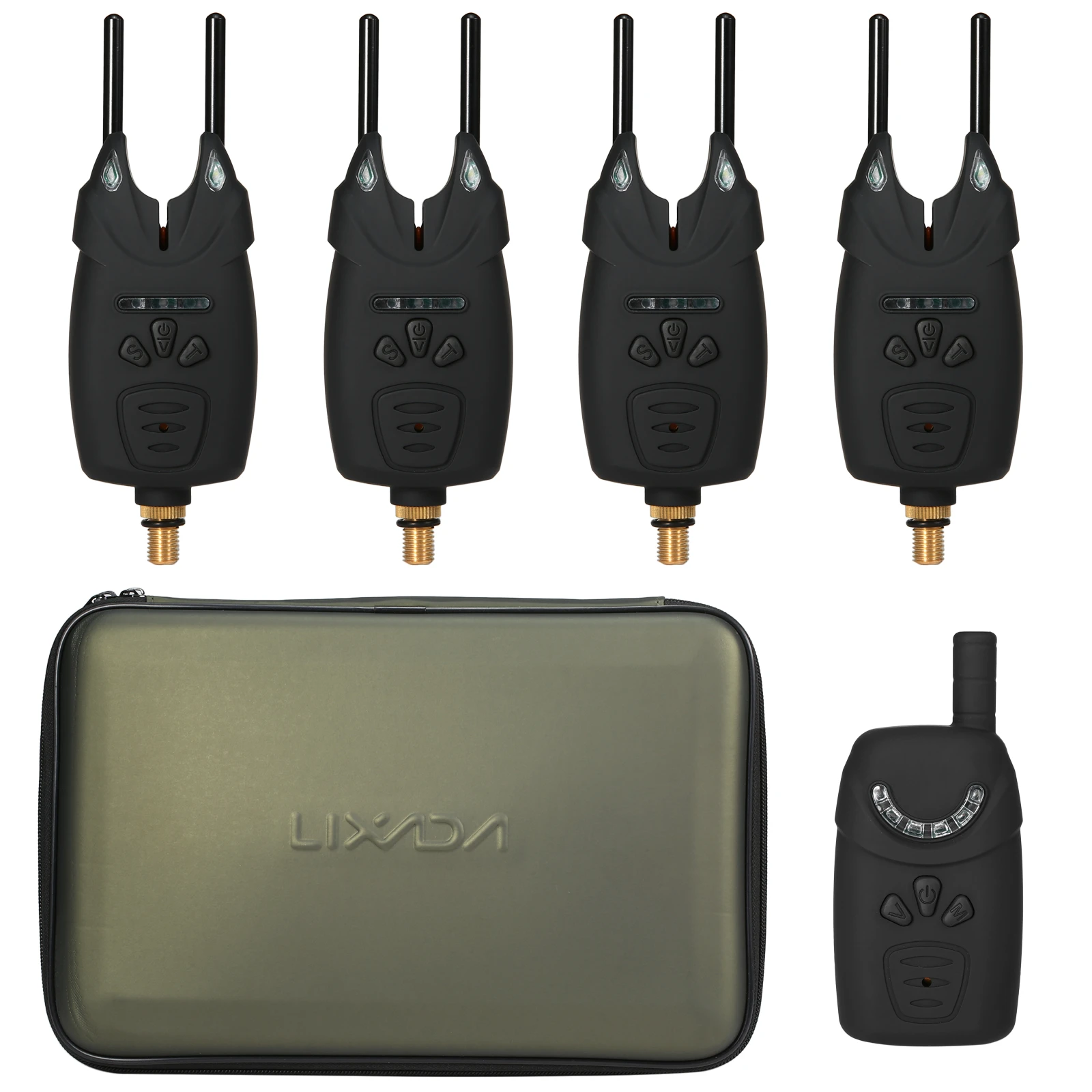 Electronic Fishing Alerts Bite Alarm LED Wireless Fishing Alarm Digital Fishing Receiver Sound Alert Kit w/ Case alarms biting