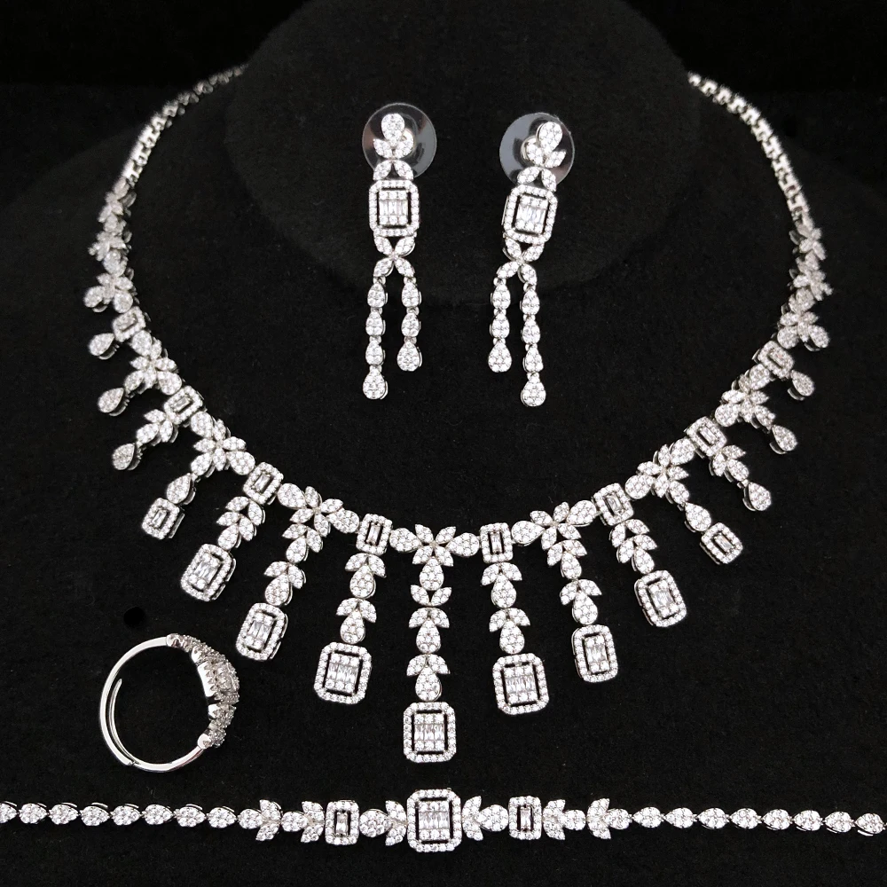 

GODKI Trendy Fashion 4PCS Luxury Waterdrop Indian Jewelry Sets For Women Wedding Party Indian Dubai Bridal jewelry Sets