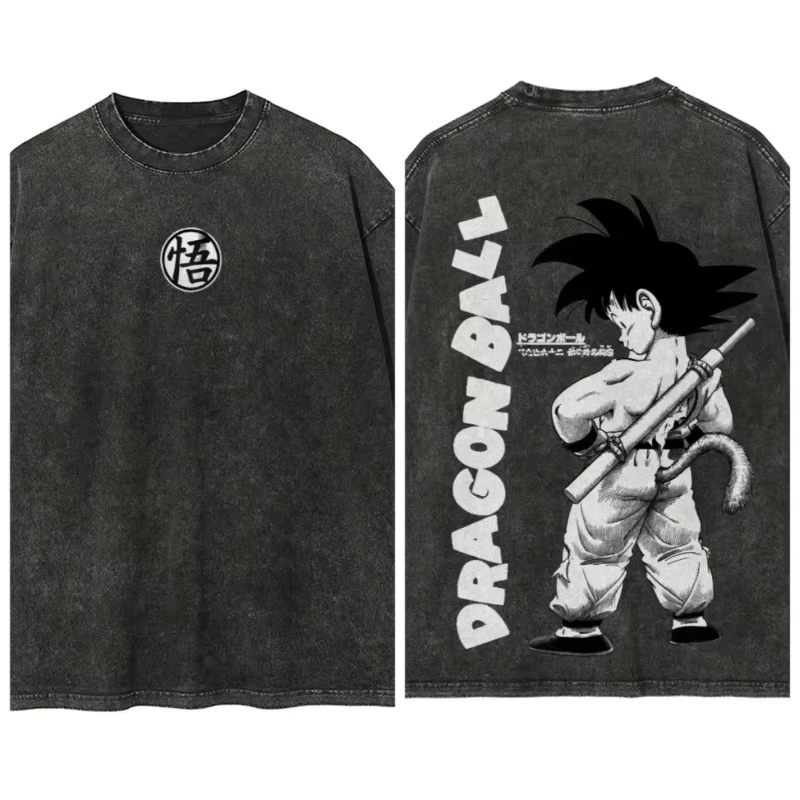 

Новая популярная мужская футболка с принтом Dragon Ball 2026, ретро, комфортная, летняя, свободного кроя, с эффектом потертости