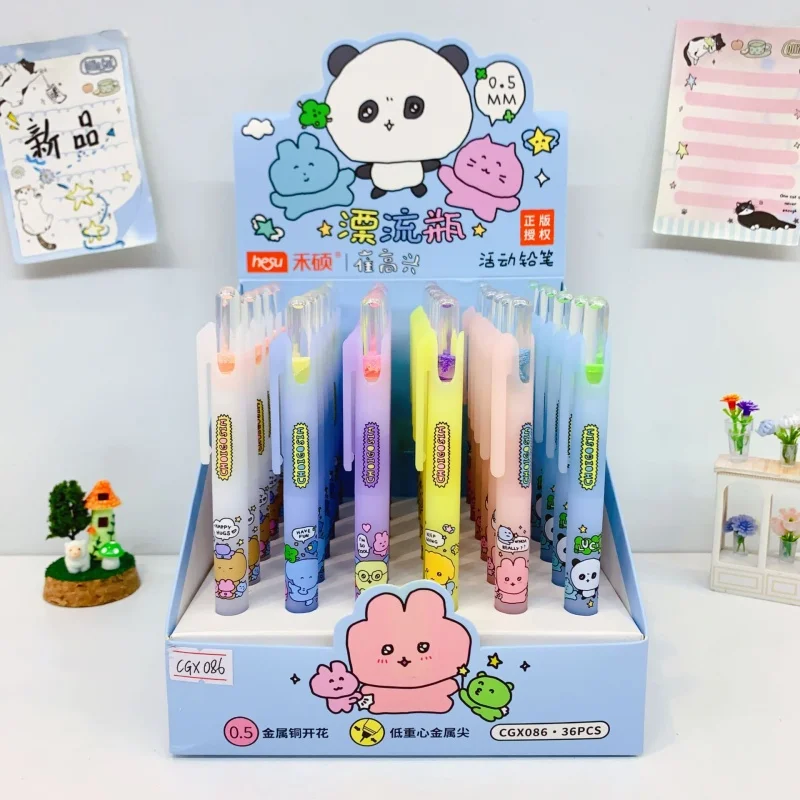 36pcs/lot Kawaii Panda Rabbit Elephant Animal Mechanical Pencil Cute 0.5MM Drawing Writing Automatic Pen School Office Supplies