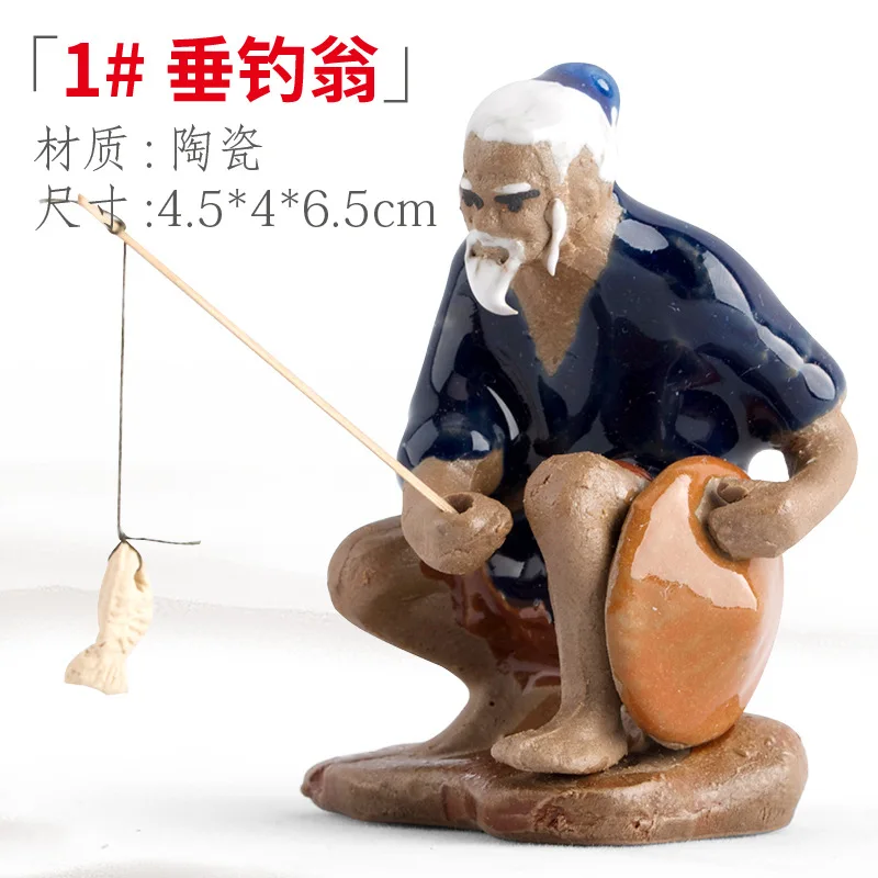 Keramiek Visser Boot Beeldjes Voor Aquarium Vis Tank Lanscape Bonsai Rotstuin Versiering Fee Tuin Home Decor