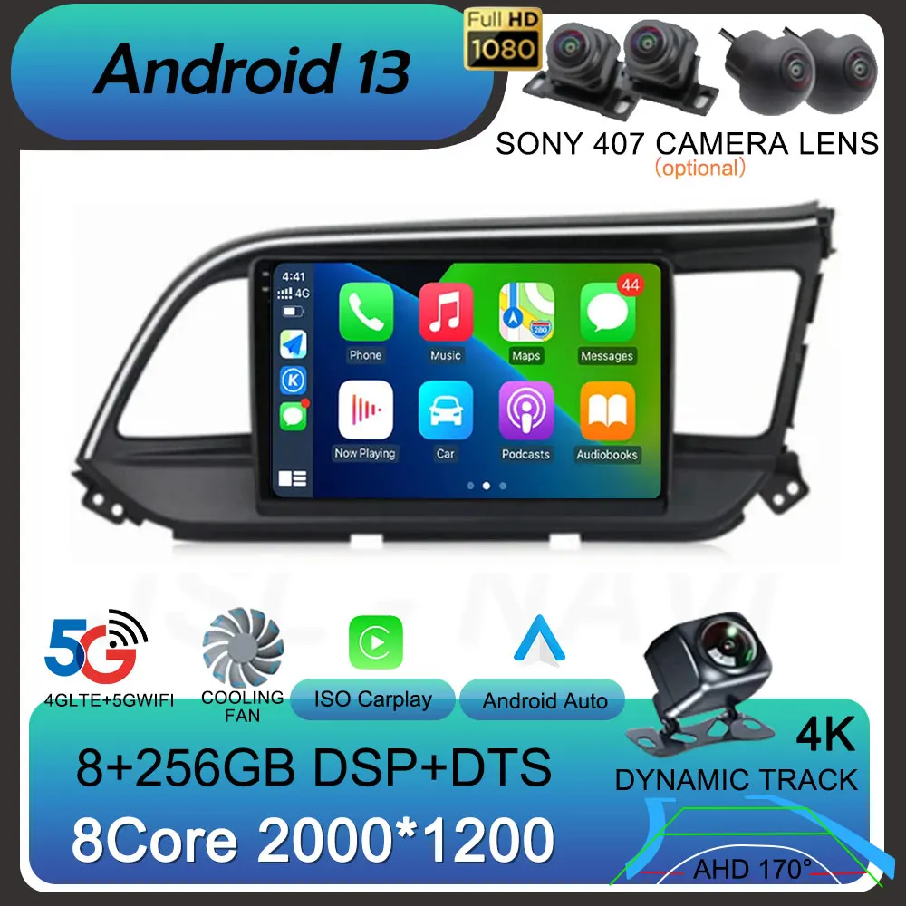 

Android 13 Carplay Auto Car Radio For Hyundai Elantra 6 2018 2019 2020 RHD GPS Recorder Multimedia Player Head Unit 4G+WiFi DSP