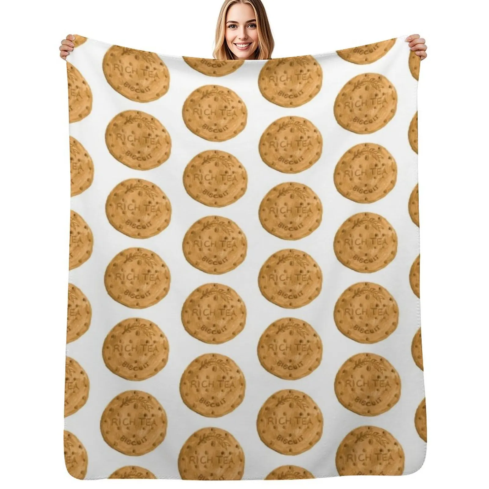 

Rich Tea Biscuit Throw Blanket Fuzzy Plush Throw Blanket for Sofa Chair