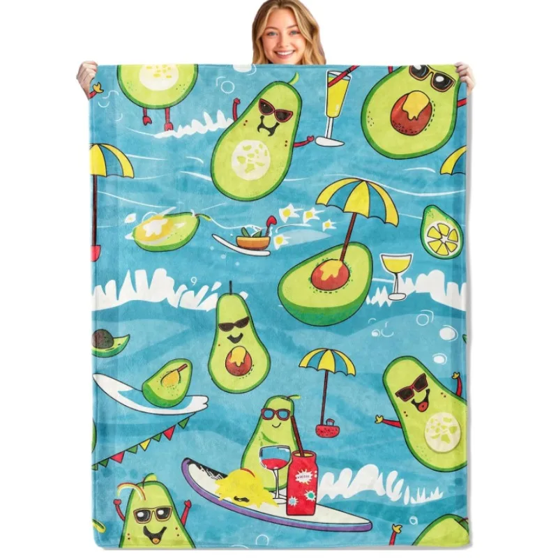 

Летнее мультяшное пляжное одеяло с зонтиком для серфинга, подходит для дивана, офиса, путешествий, дома, гостиной, вечеринки, украшения
