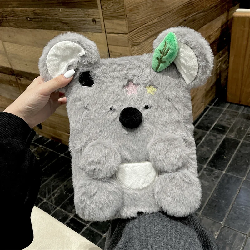 

Fluffy Fuzzy Plush Fur Case Tablet For Apple ipad 10.9 Air13 Pro11 2024 Cute koala 10.2 10.5 12.9 inch Air6 4 5 Mini6 7 8th 9th