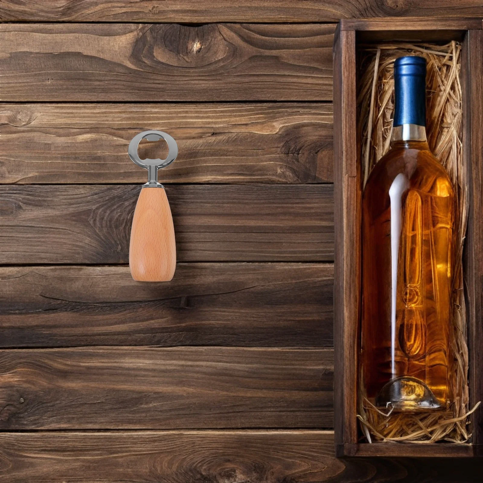 

Wooden Bottle Opener Light Brown For Beer Soda Cider Drinks Manual Can Jar Lid Remover Bar Home Kitchen Camping Picnic Use