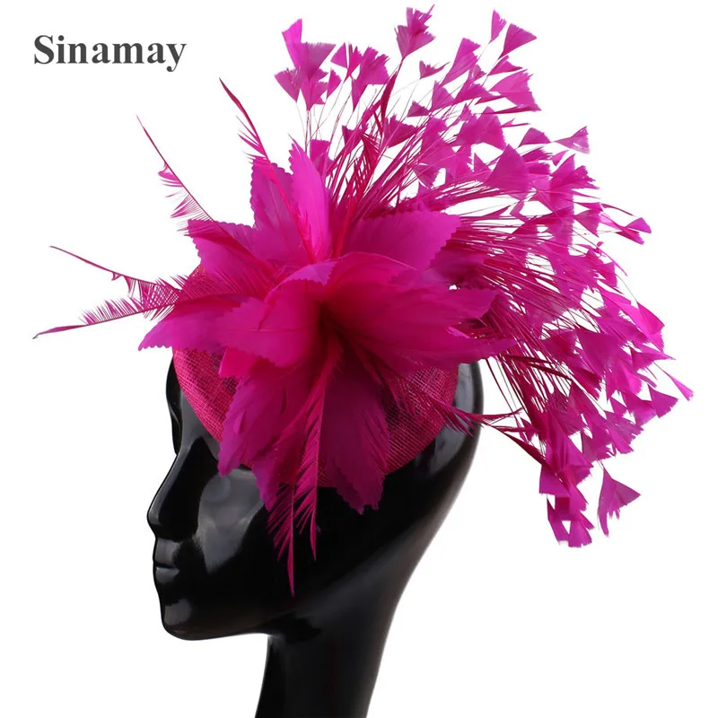 Sinamay Ladies Chic Fascinators Hats with Feather, Racing Season Kentucky Derby Hats for Women Ladies