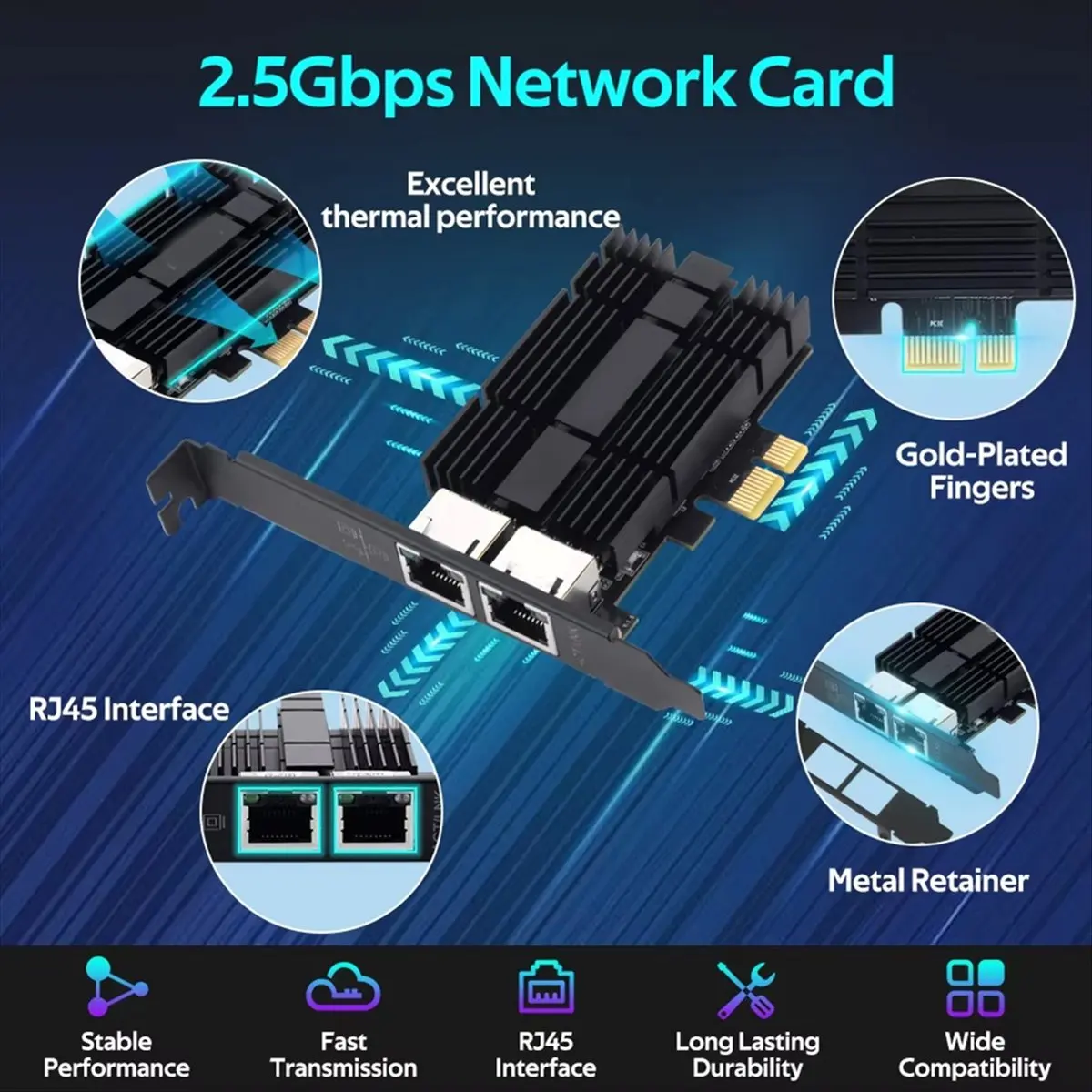 carte-reseau-a85p-2500-mbps-pcie-vers-rj45-ethernet-gigabit-25-g-double-ports-100-1000-2500-mbps-pour-ordinateur-de-bureau