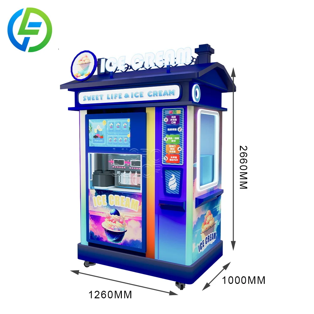 Popular Fully Automatic Ice Cream Robot Machine Customized Hot Selling Coins Operated Robotic Arm Vending System Commercial