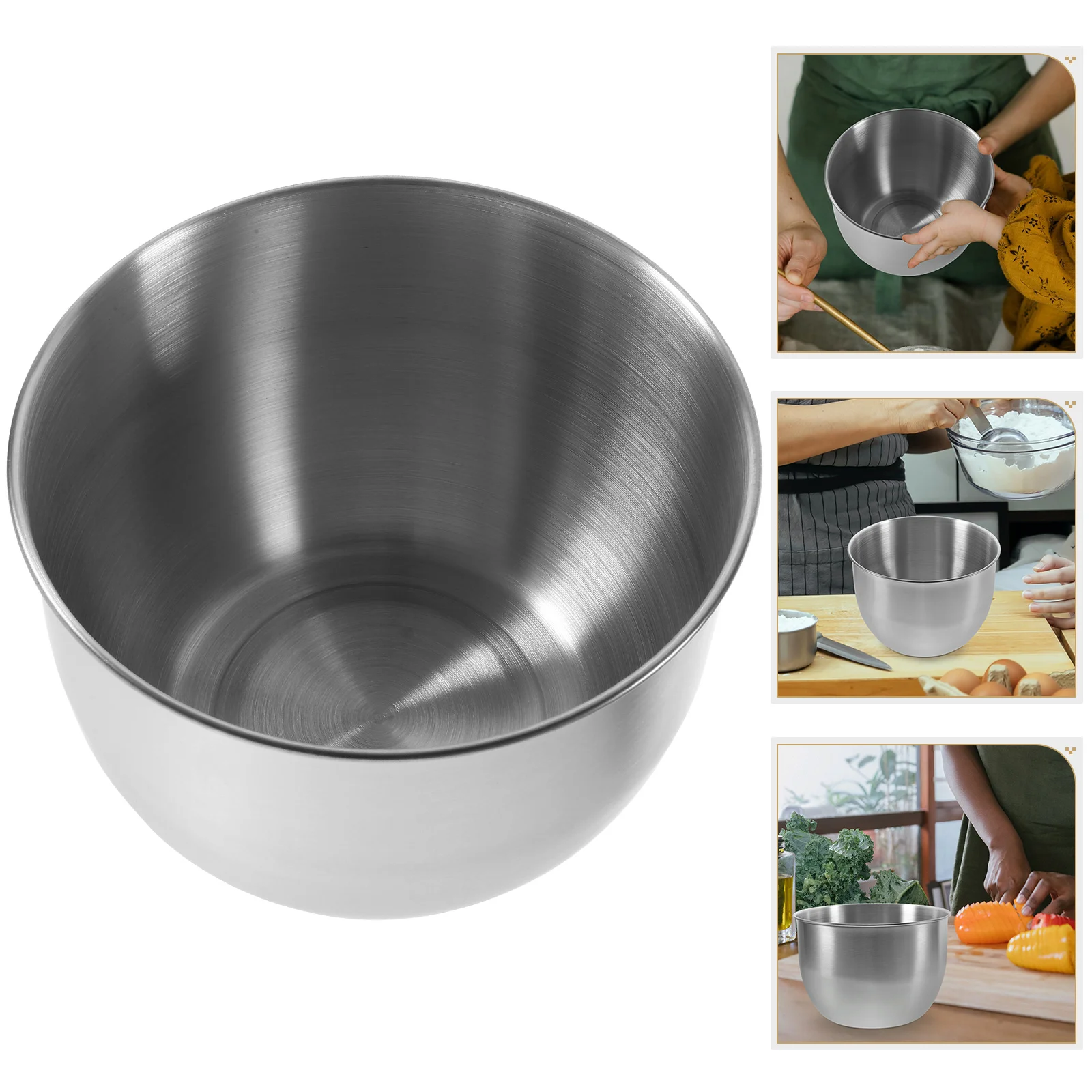 

Stainless Steel Mixing Bowl 304 Metal Kitchen Bowls For Baking Dough Salad Prep Large Capacity Heavy Duty Roll Edge Easy