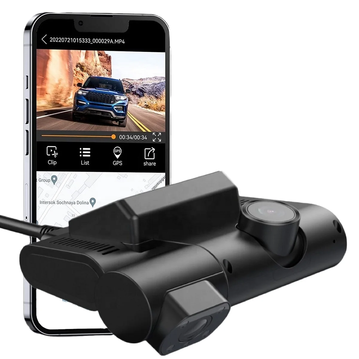 

C9 Professional Real-Time Dashboard Camera Dual ch Front Cabin Android Car DVR with Car Application Global Positioning System