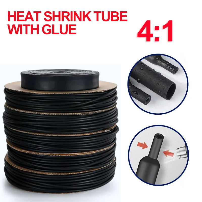 

Heat Shrink Tube with Glue 4:1 Dual Wall Tubing Sleeve Wrap Wire Cable Kit 4mm 6mm 8mm 12mm 16mm 20mm 24mm 32mm