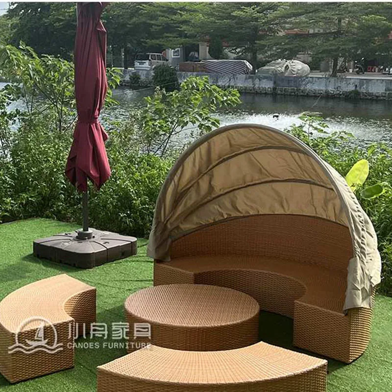 Modern Travel Bed Frame Human Dog Round Full Design Rattan Simple Camping Sun Bed Sleeping Platform Muebles Unique Furniture
