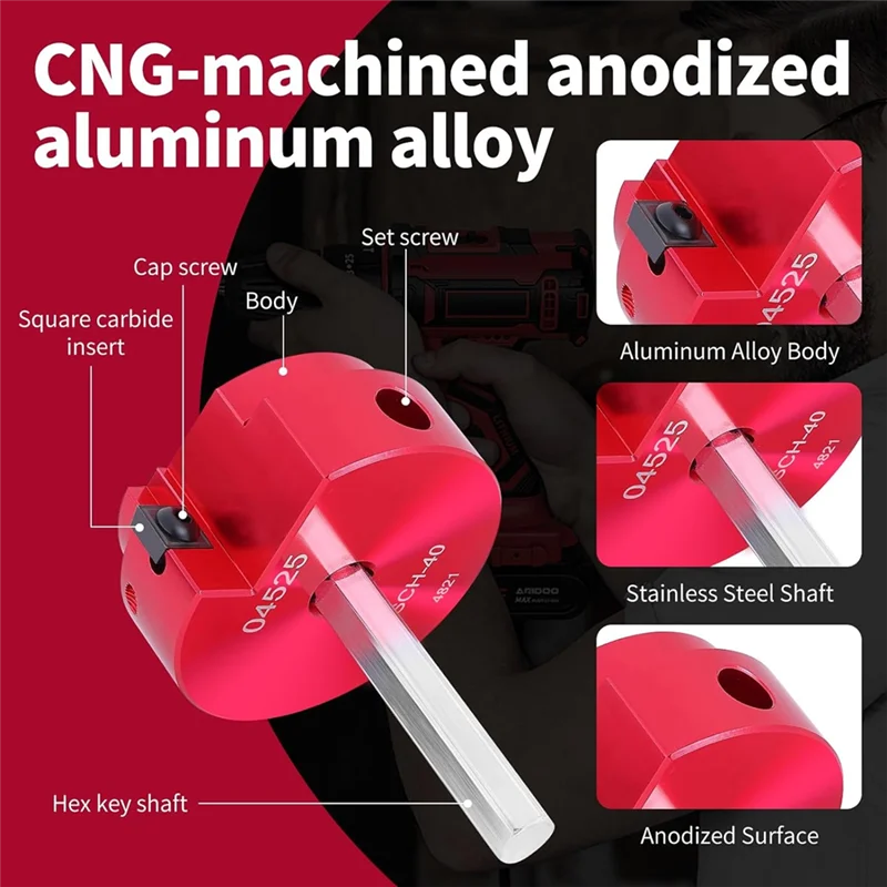 

ABHI-Plastic Pipe Fitting Reamer 4 Piece Kit Fit Into Standard 1/2Inch Drills 3/8Inch Hex PVC Pipe Reamer Tool