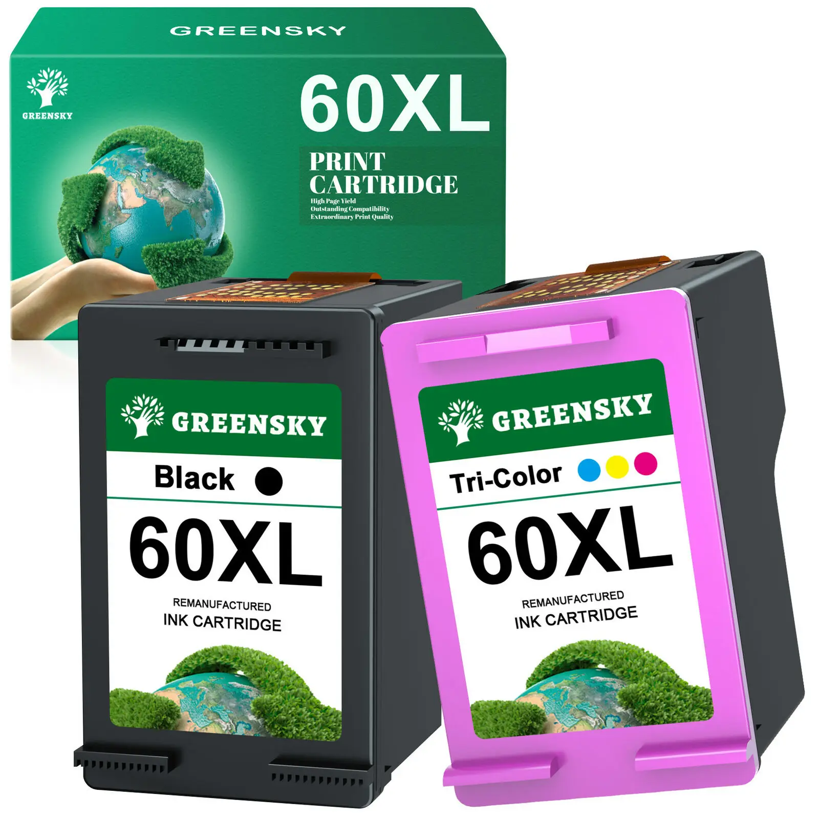 1x Black & 1Xcolor Inkt Voor Hp 60XL Photosmart C4600 C4610 C4635 C4640 Hoge Opbrengst