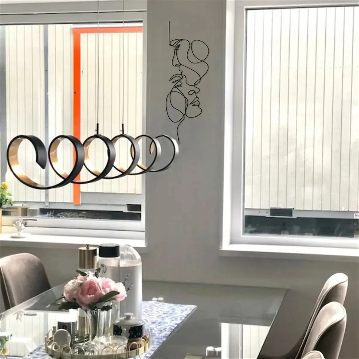ABUA Metal Wall Art Minimalist Face Lines Wall Hanging Decoration Abstract Iron Wall Sculpture Nordic Decor,C