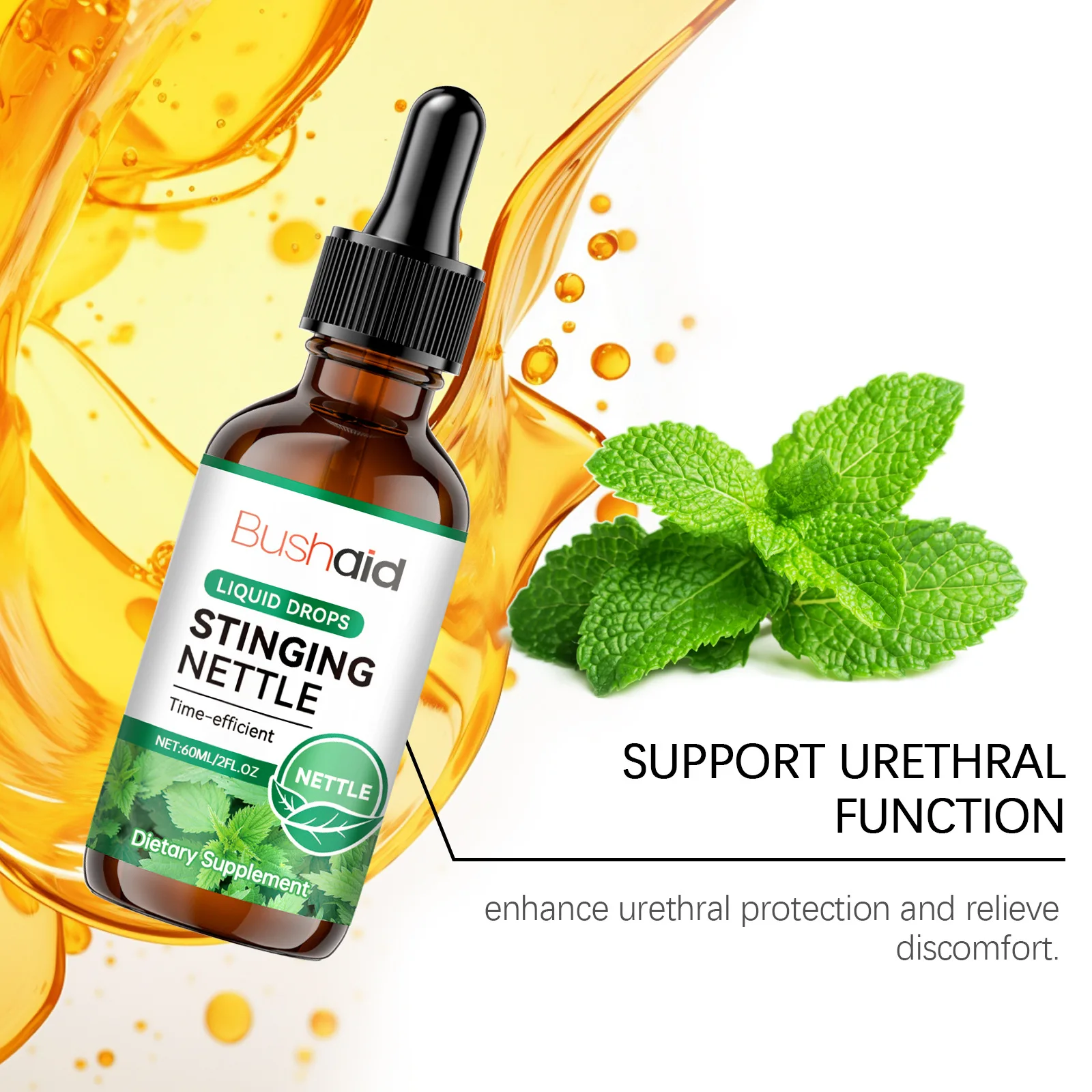 Natural Stinging Nettle Root Oral Drops Tincture Urtica Dioica Extract Support Urinary Tract Wellness Bladder & Prostate Care