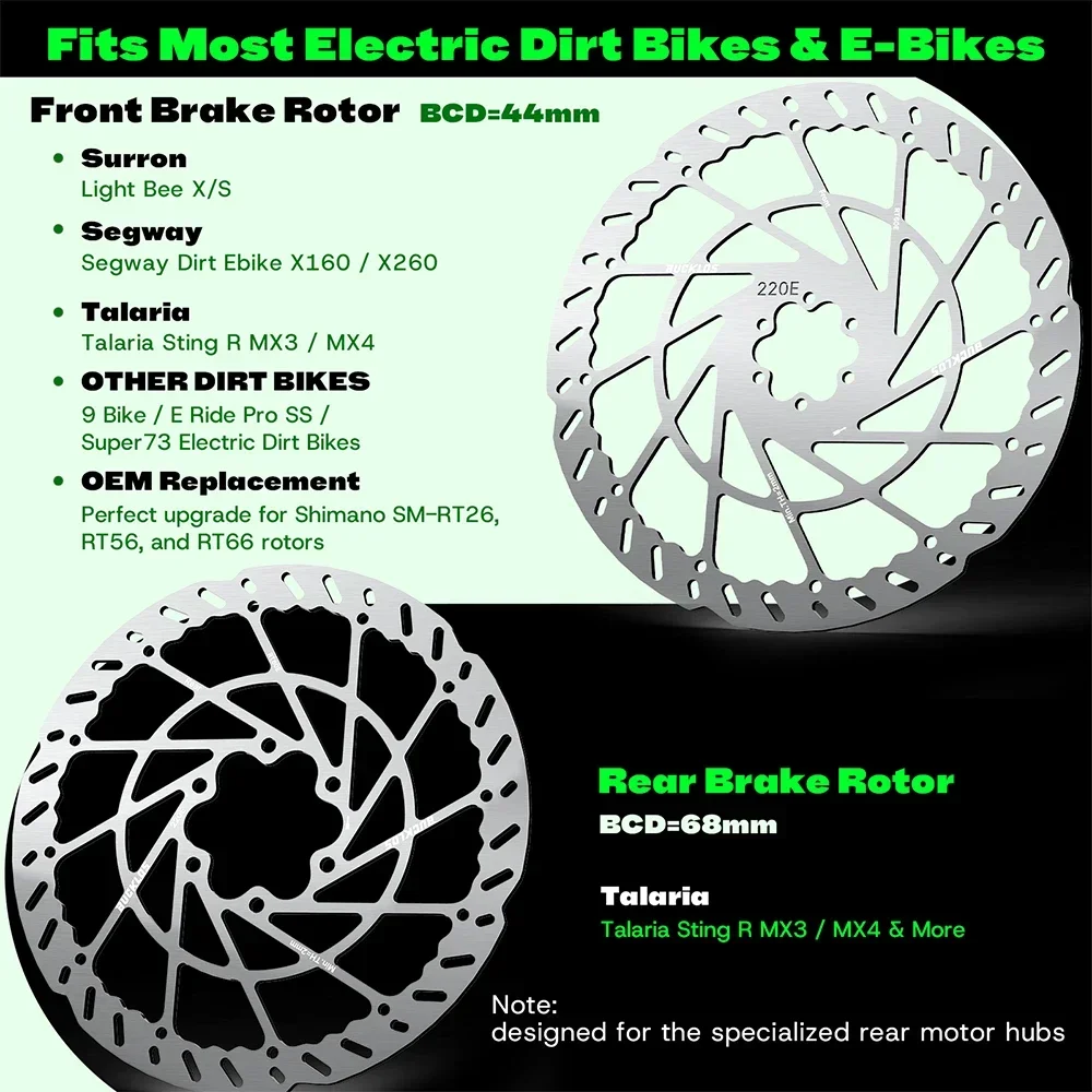 BUCKLOS 2,3MM E-Bike Scheibenbremsenrotor 203mm Edelstahl Elektrofahrrad-Bremsrotoren 6 Schrauben Vorder- und Hinter-MTB-Rotor – Detail 4