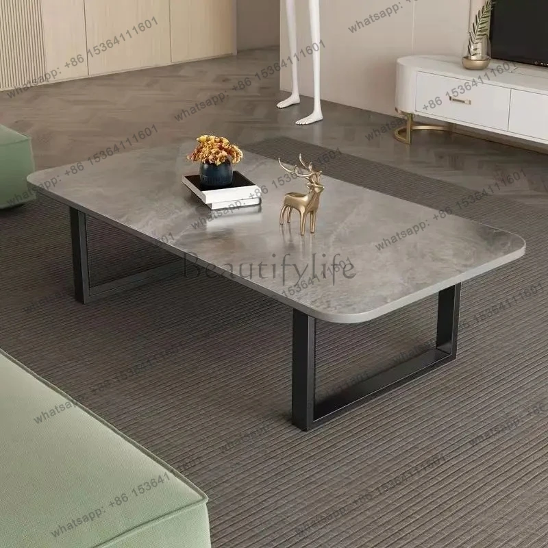 coffee table small apartment rock slab tea table living room home minimalist   high-end rectangular creative table