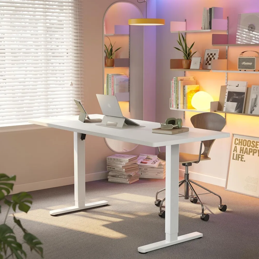 

63 x 28 inch Electric Standing Desk Adjustable Height, 4 Memory Height Settings, Sit Stand Up Desk for Home Office & Computer W