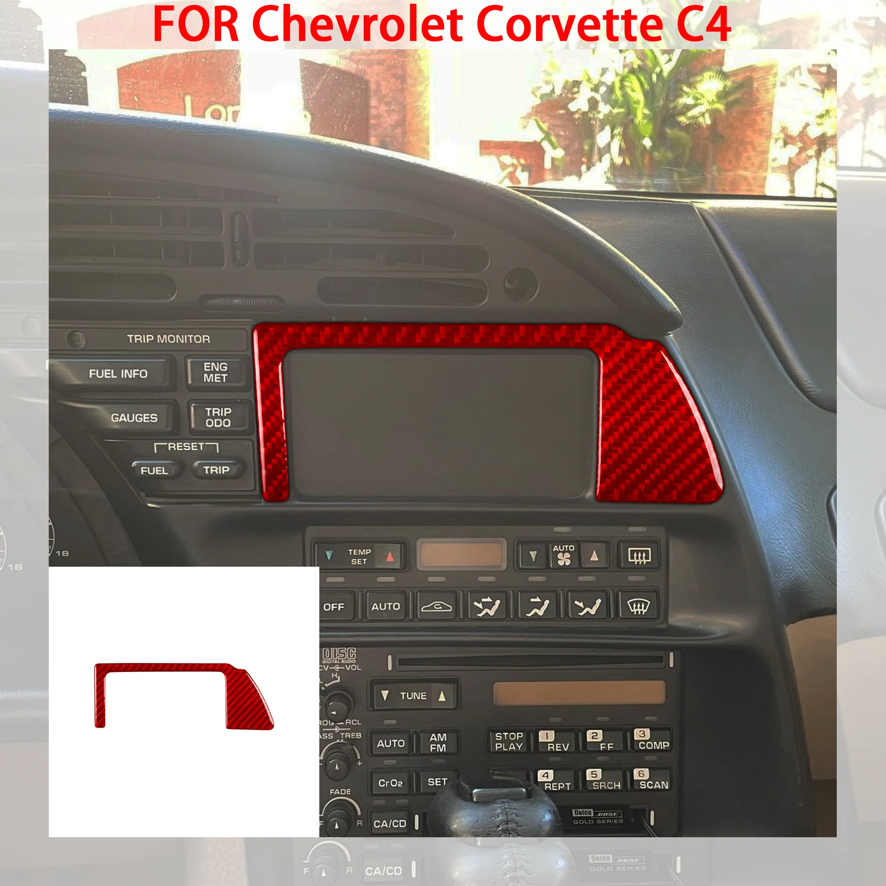 

FOR Chevrolet Corvette C4 1994 1995 1996 Car Central Control Screen Frame Panel Cover Carbon Fiber Interior Accessories Sticker