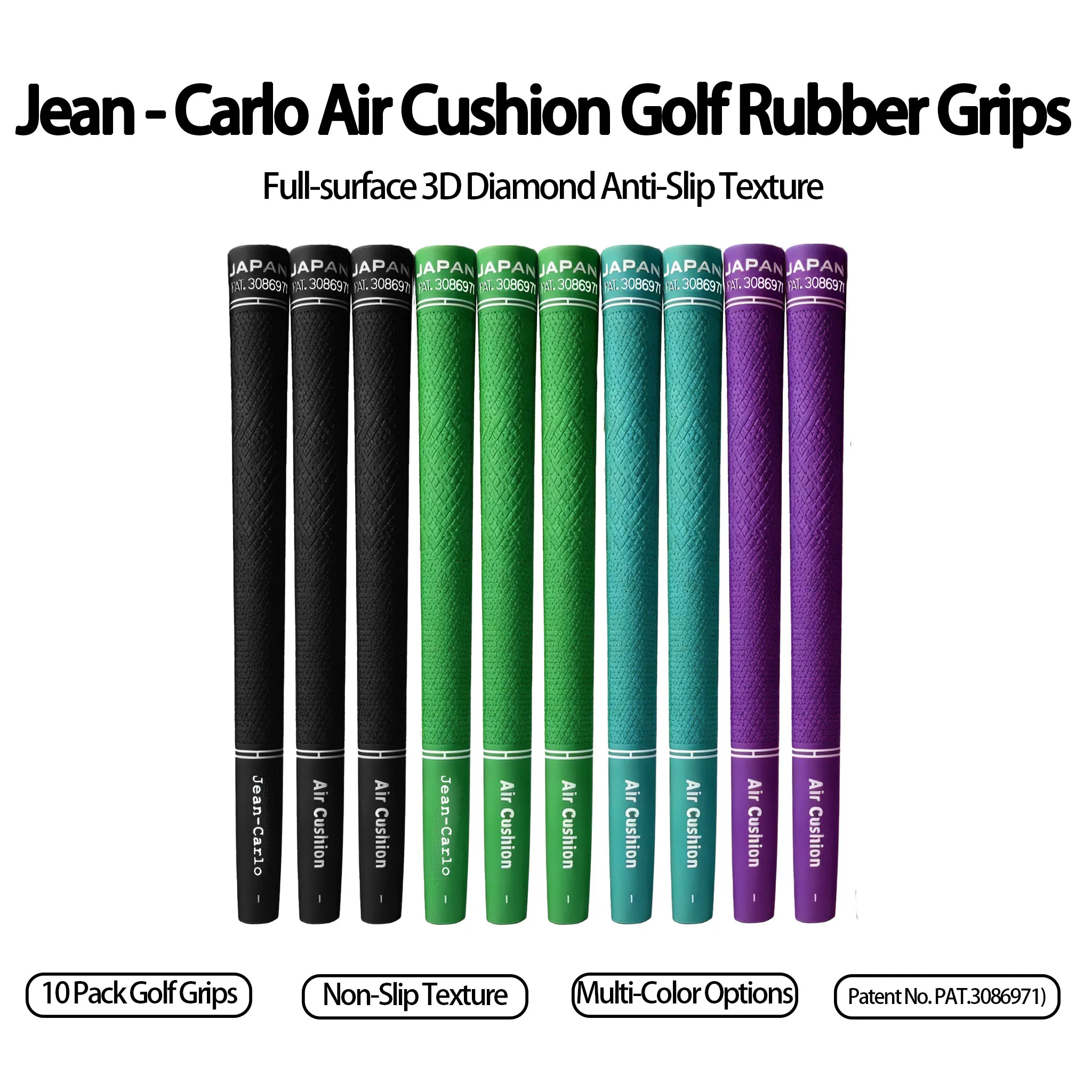 Golf Grips Standard 0.580 Inch 3D Diamond Anti Slip Rubber Golf Club Grips Shock Absorbing Sweat Drain Japan Patented