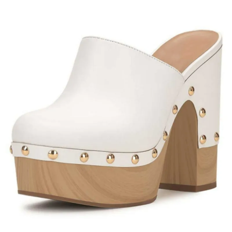 

DIZHUANG Fashionable women's high-heeled slippers. Black (white) closed toe slippers. About 15cm heel height Strange style shoes