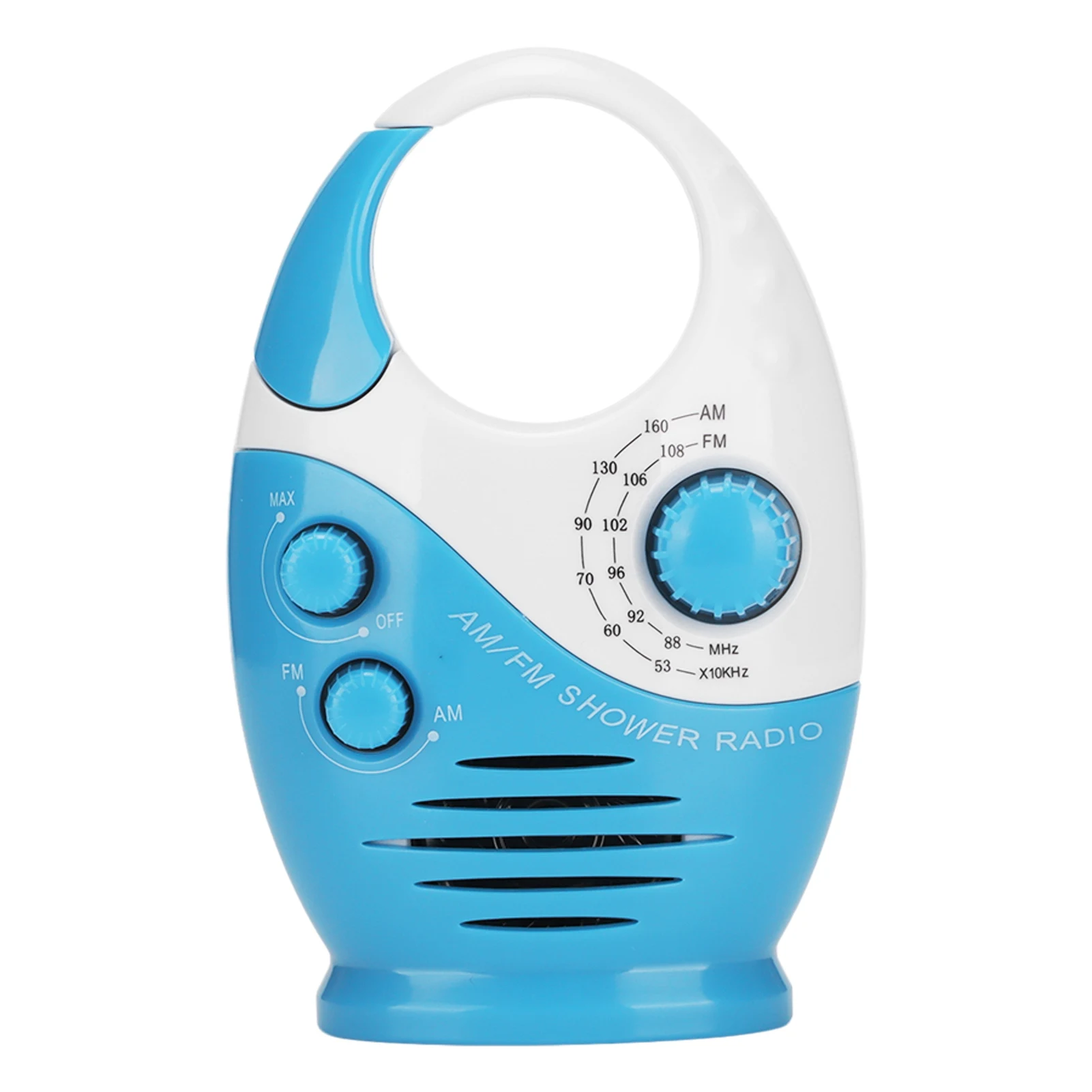 AM FM Portable Radio Portable Hook Type Waterproof Broadcast Music Shower Speaker Radio Blue