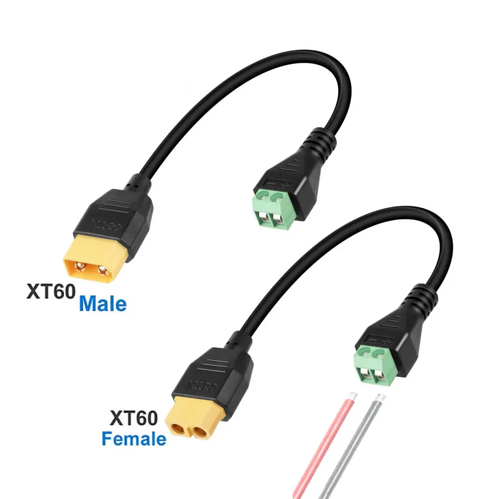 XT60 to Solderless Terminal Cord, XT60 Connector to 2Pin Screw Adapter Cable for Portable Power Station, Drone, Solar Panel