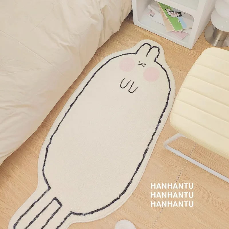 VIKAMA Cartoon Rabbit Long Rug Insulated and Warm Home Room Bedside Rug Living Room Coffee Table Mat Bay Window Rug Home Decor