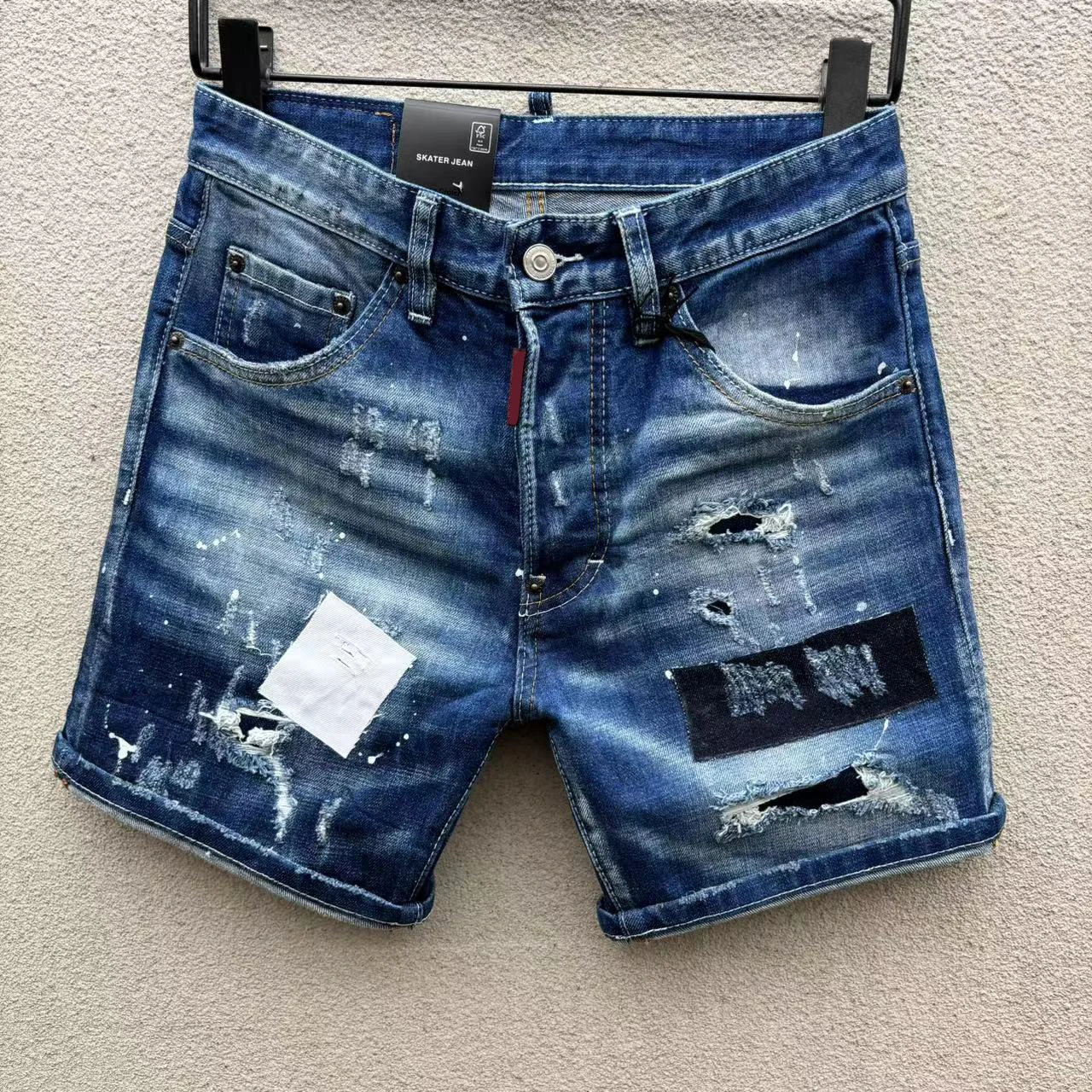 

Jeans Ripped Denim Shorts Fashion Wash Micro Splash Tide Brand Splashing Ink Five Minute Pants Men Dsqd312 Pantalones Hombre