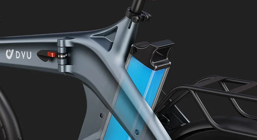 DYU T1 Elektrofahrrad 250W Bürstenloser Motor 36V10AH Lithium-Batterie Magnesiumlegierung E-Bike für Erwachsene 20-Zoll-Reifen Faltbares E-Fahrrad – Detail 9