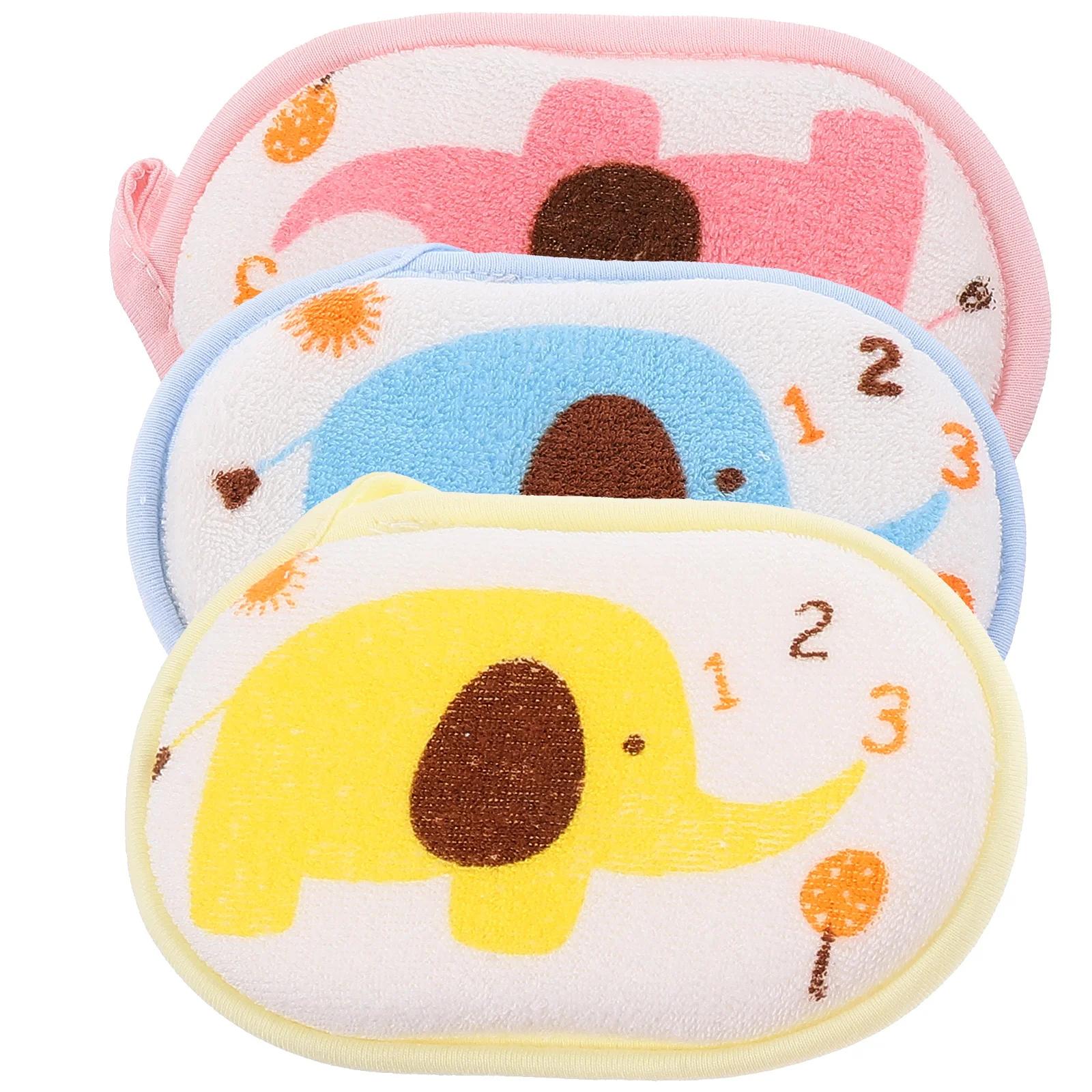3 قطعة حمام الطفل الإسفنج القطن الكرتون الفيل نمط مختلط اللون لحديثي الولادة الأطفال الصغار الاطفال دش الوسادة الاستحمام التطهير #5