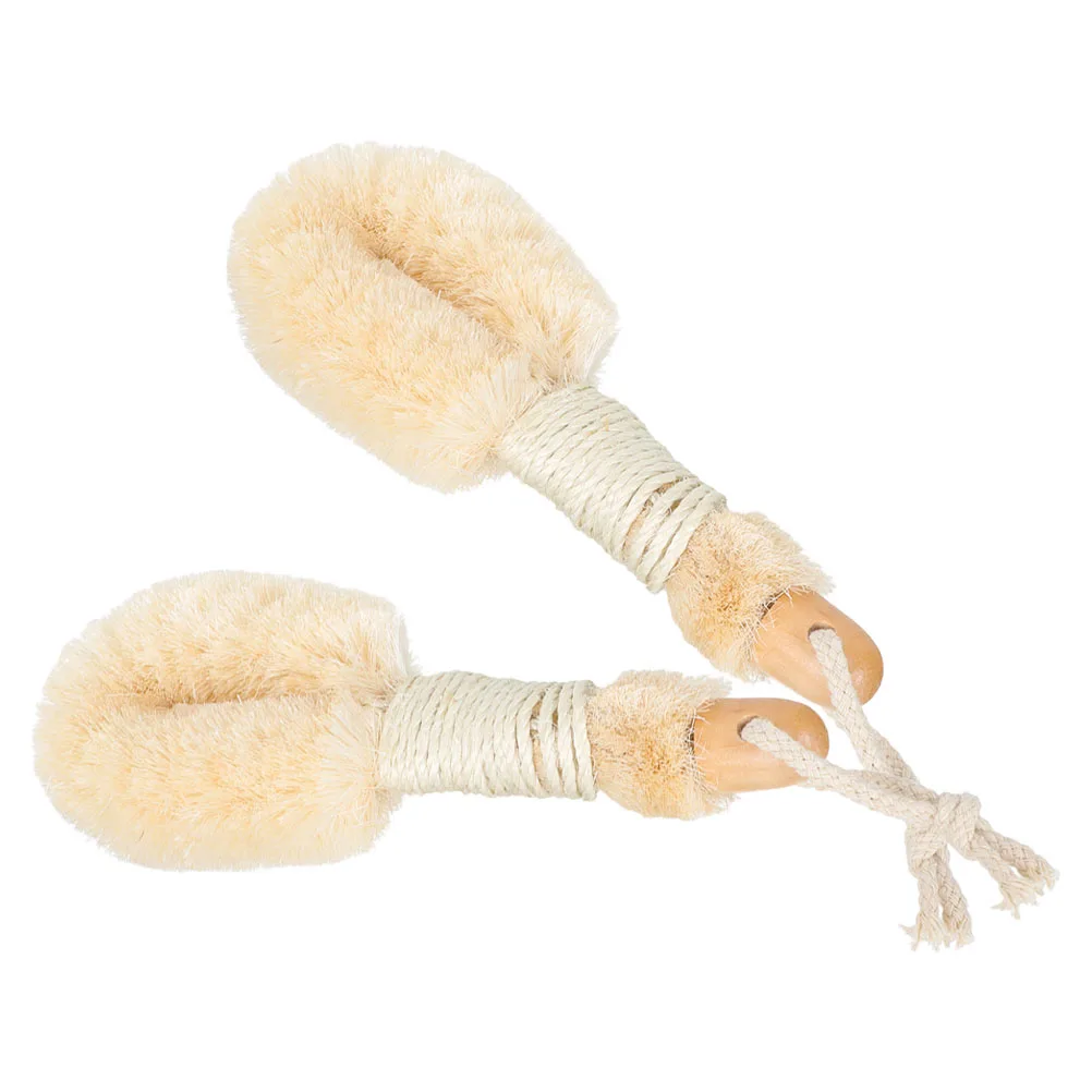 

2pcs Sisal Body Brush Shower Bath Scrubber Plant Brushes Gentle Skin Exfoliating Cleaning Long Handle Durability