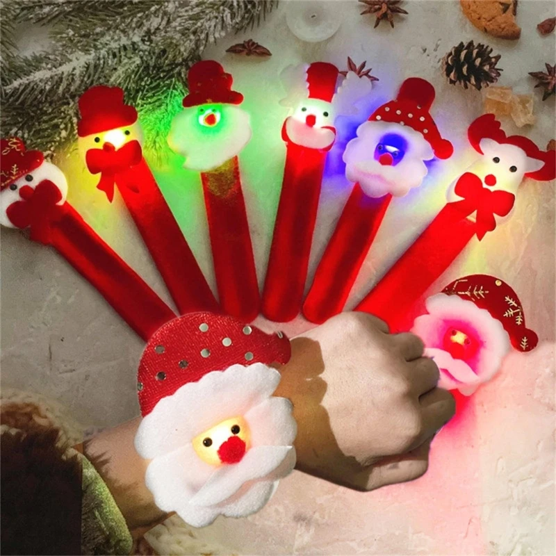 Juego 10 pulseras navideñas, pulseras LED Slap para diversas ocasiones