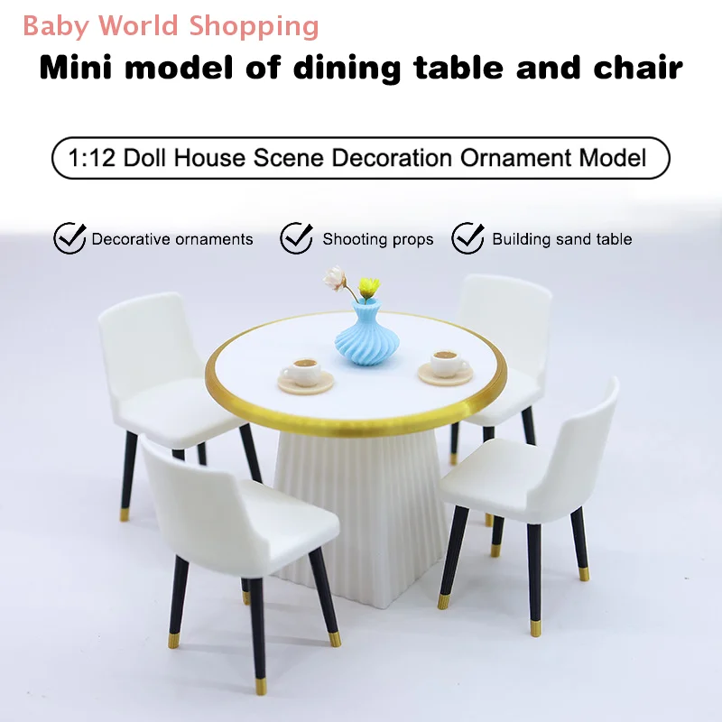 1/12 Sedie da tavolo da pranzo Modello Casa delle bambole Mini Mobili da soggiorno Giocattolo Accessori per la casa delle bambole Fai finta di giocare con il giocattolo