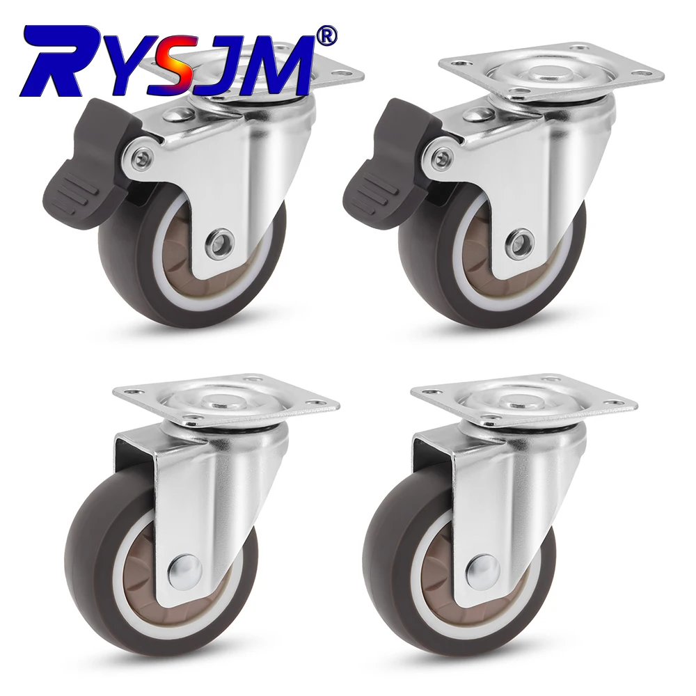 4pcs Furniture Caster Soft Rubber Universal Wheel Swivel Caster Roller Wheel For Platform Trolley Accessories
