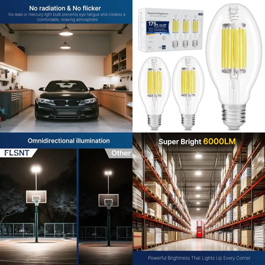 

ED28 LED Bulb 39W 6000LM, 175W HID Equivalent, 4000K Cool White, E39 Mogul Base, Ballast Compatible Type A, HID-Ready LED, 120-