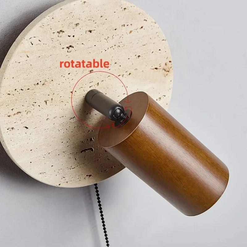 

IWHD деревянный светодиодный настенный светильник, бра, цепь, проход, спальня, вращающийся желтый травертин, скандинавский современный 2, светильник для зеркала в ванной комнате