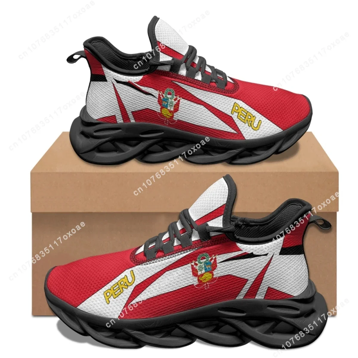 Gorąca sprzedaż Trampki Męskie Peru Flag Print Męskie trampki do biegania Blade Casual Trainer Shoes Man Fashion White and Red Blade Shoes