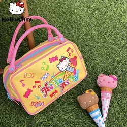 Sanrio Hello Kitty Yellow Candy Crossbody Lovely Y2K Style One Shoulder Handbag Suitable School Travel Fashion Small Square Bag