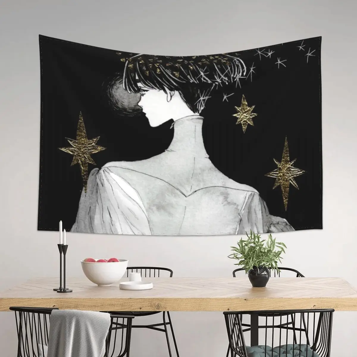 

gold stars phos Tapestry Room Decor For Girls Room Decor Aesthetic Decoration Bedroom Bed Room Decoration Tapestry