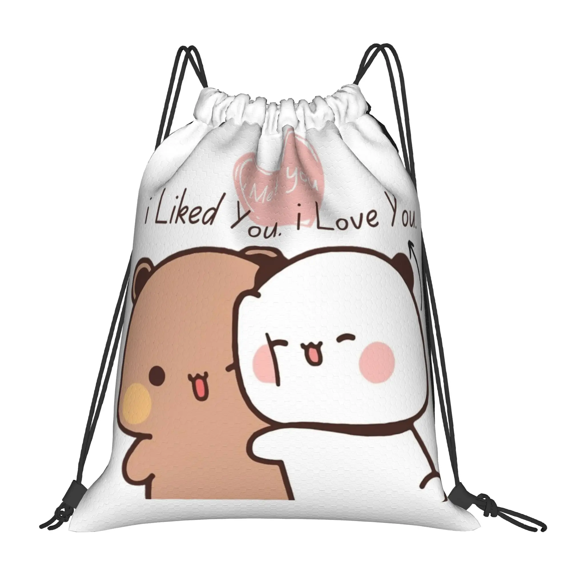 

Рюкзак-мешок I Love You Bear and Panda Bubu Dudu Bear на шнурках, спортивный, для спортзала, водонепроницаемый, для тренировок