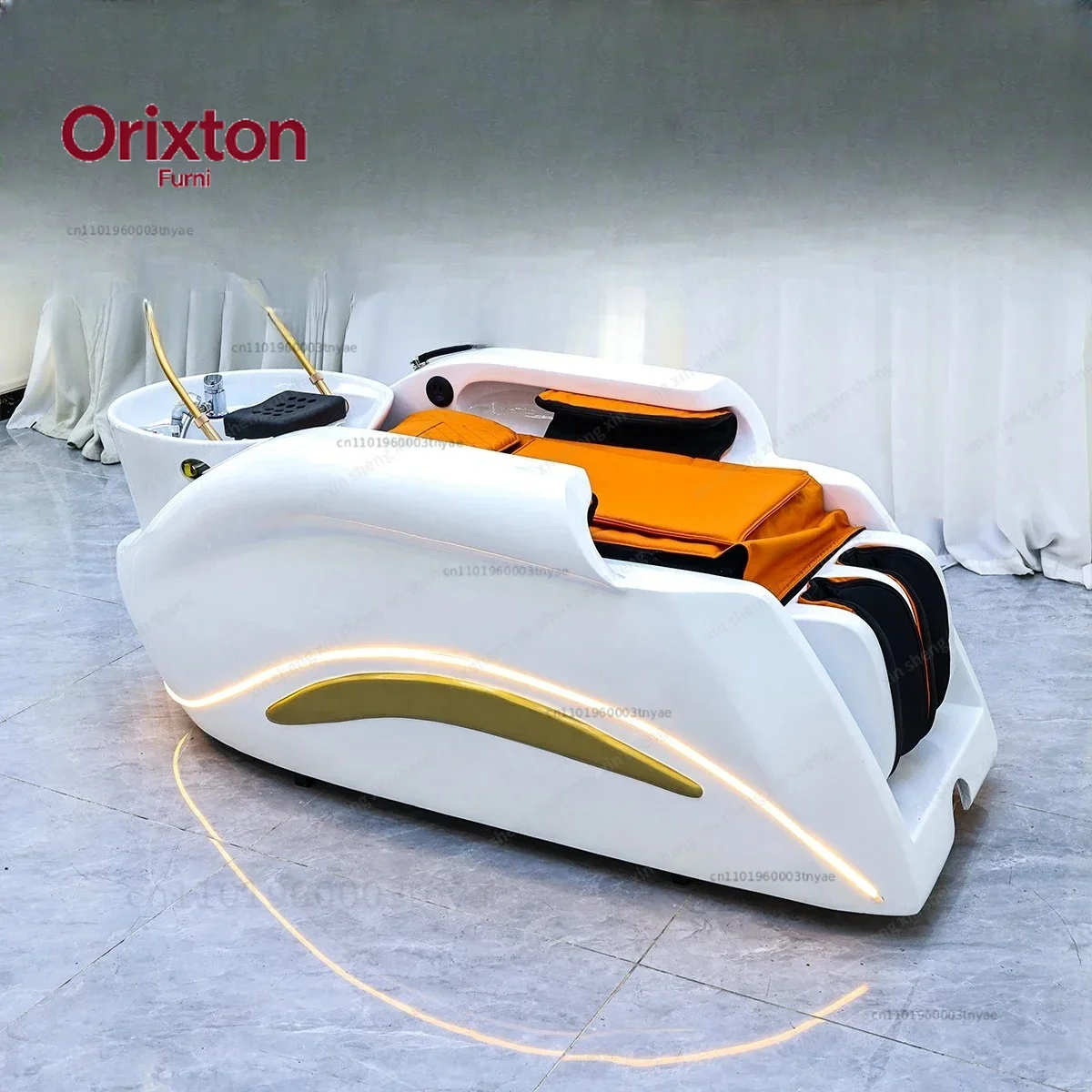 Premium All-in-One Head Spa Equipment, Electric Massage Shampoo Bed with LED Ambient Light for Hair Salon Store, Smart Furniture