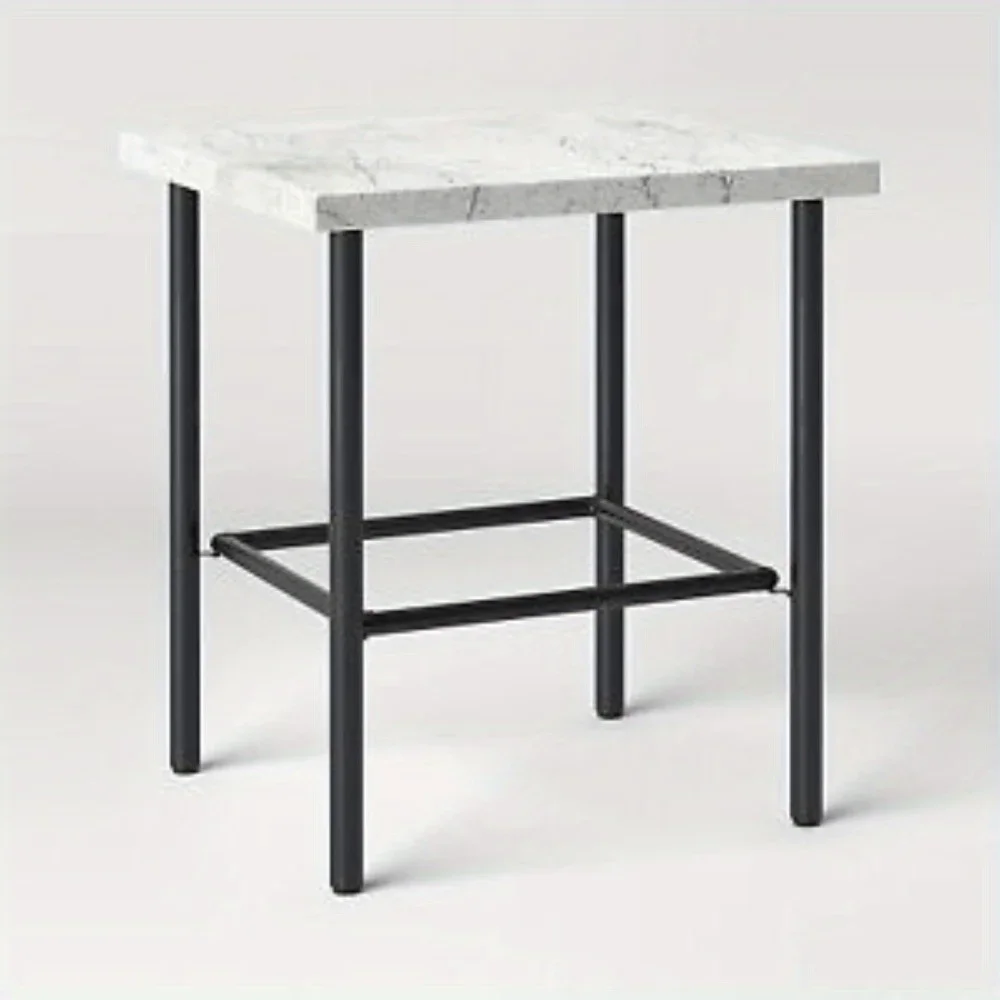 

Threshold Outdoor Patio Accent Table Marble-Like Modern Side End Table, White