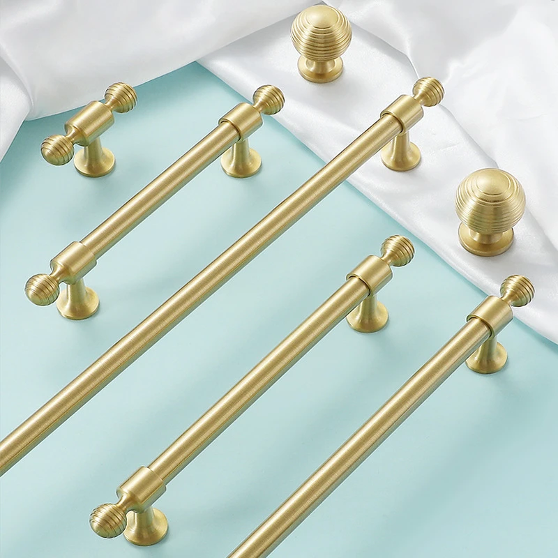 1pcs Nordic Brass Long Furniture Handles Wardrobe Kitchen Cupboard Cloakroom Bedside Cabinet Handle Bedroom Accessories